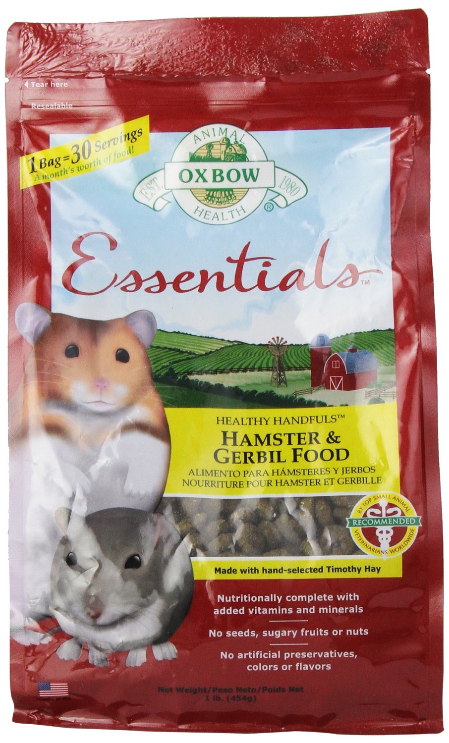 Oxbow Healthy Handfuls Hamster & Gerbil Food 1lb