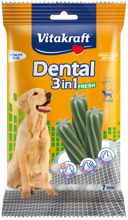 Vitakraft Dental 3-In-1 Fresh Medium Dog Treat 7ct