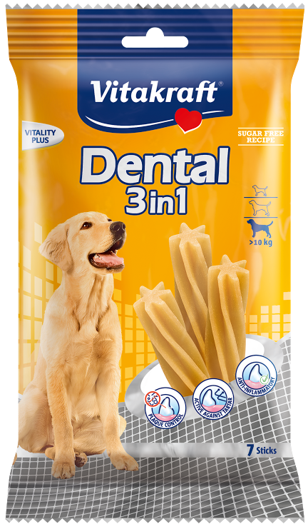 Vitakraft Dental 3-In-1 Original Medium Dog Treat 7ct