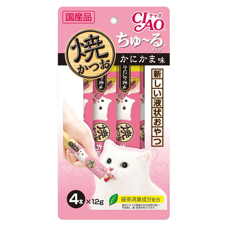 3 FOR $16: Ciao Grilled Skipjack Tuna & Crab Liquid Cat Treat 48g