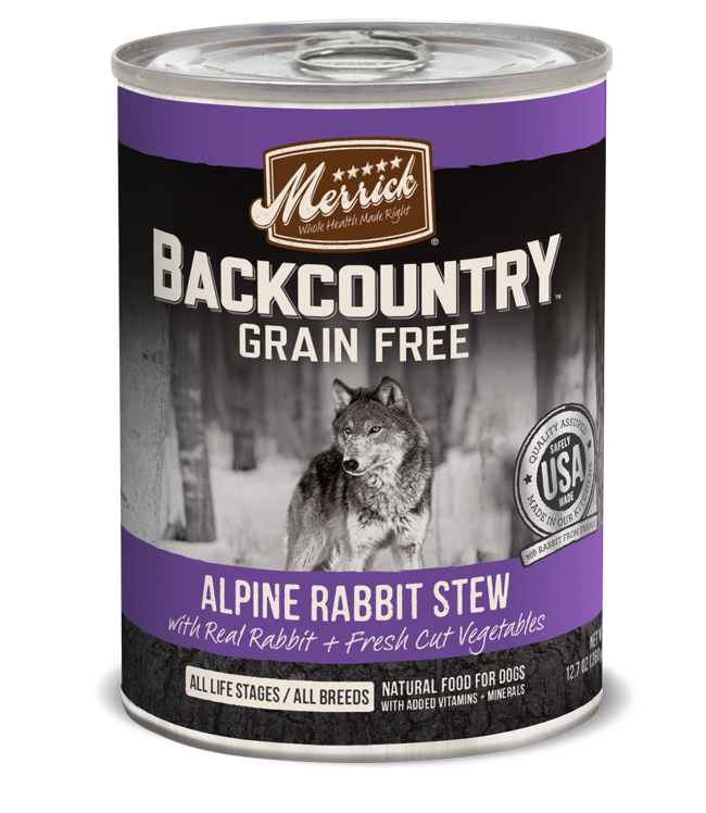 Merrick Backcountry Grain-Free Hearty Alpine Rabbit Stew Canned Dog Food 360g