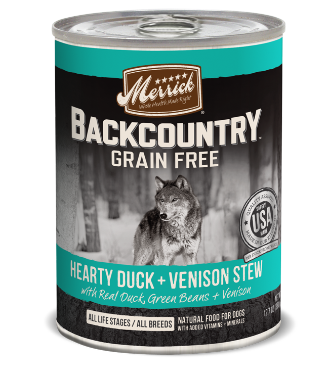 Merrick Backcountry Grain-Free Hearty Duck & Venison Stew Canned Dog Food 360g