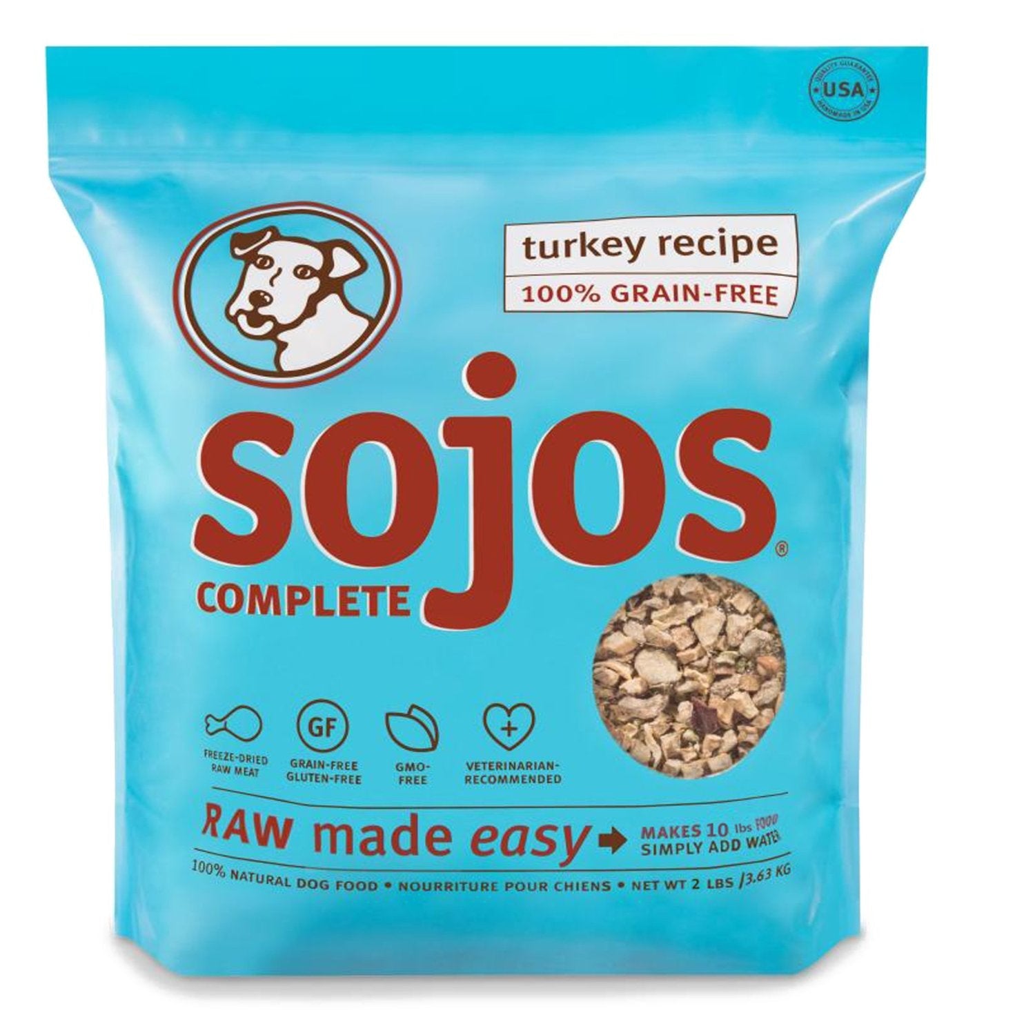 Sojos Complete Freeze-Dried Turkey Raw Dehydrated Dog Food 2lb