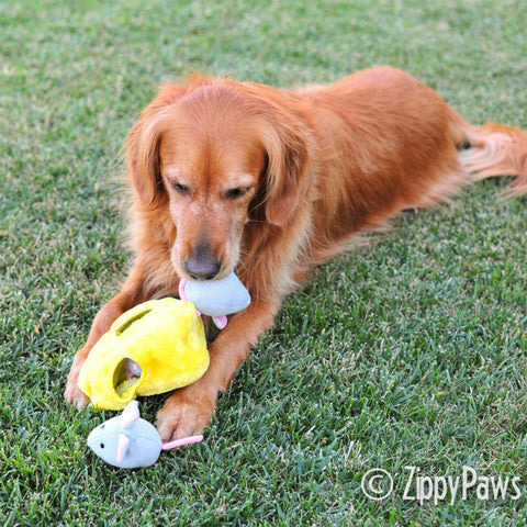ZippyPaws Burrow Mice 'n Cheese Dog Toy